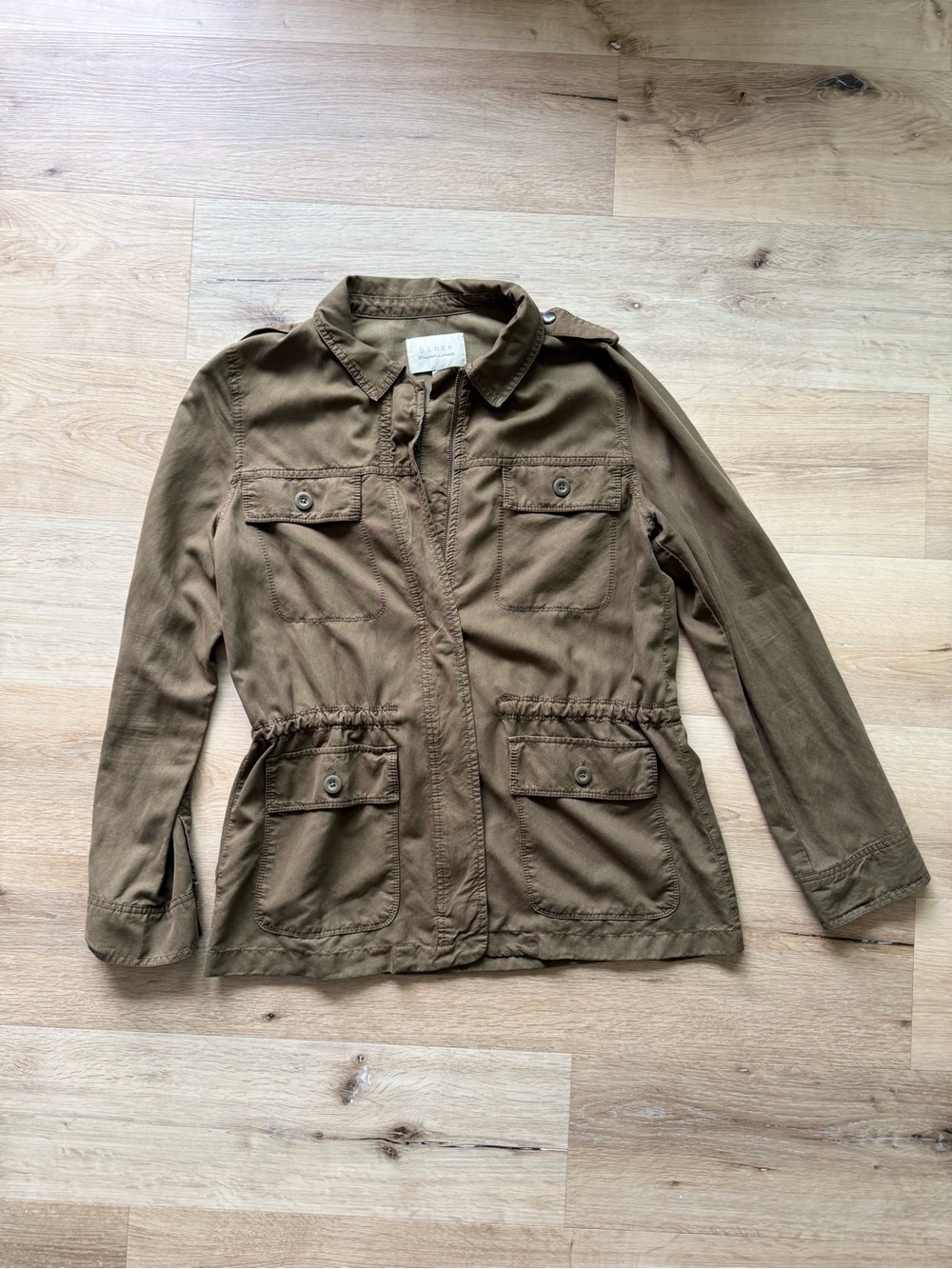 hinge Olive Green Drawstring-Waist Lightweight Utility Jacket